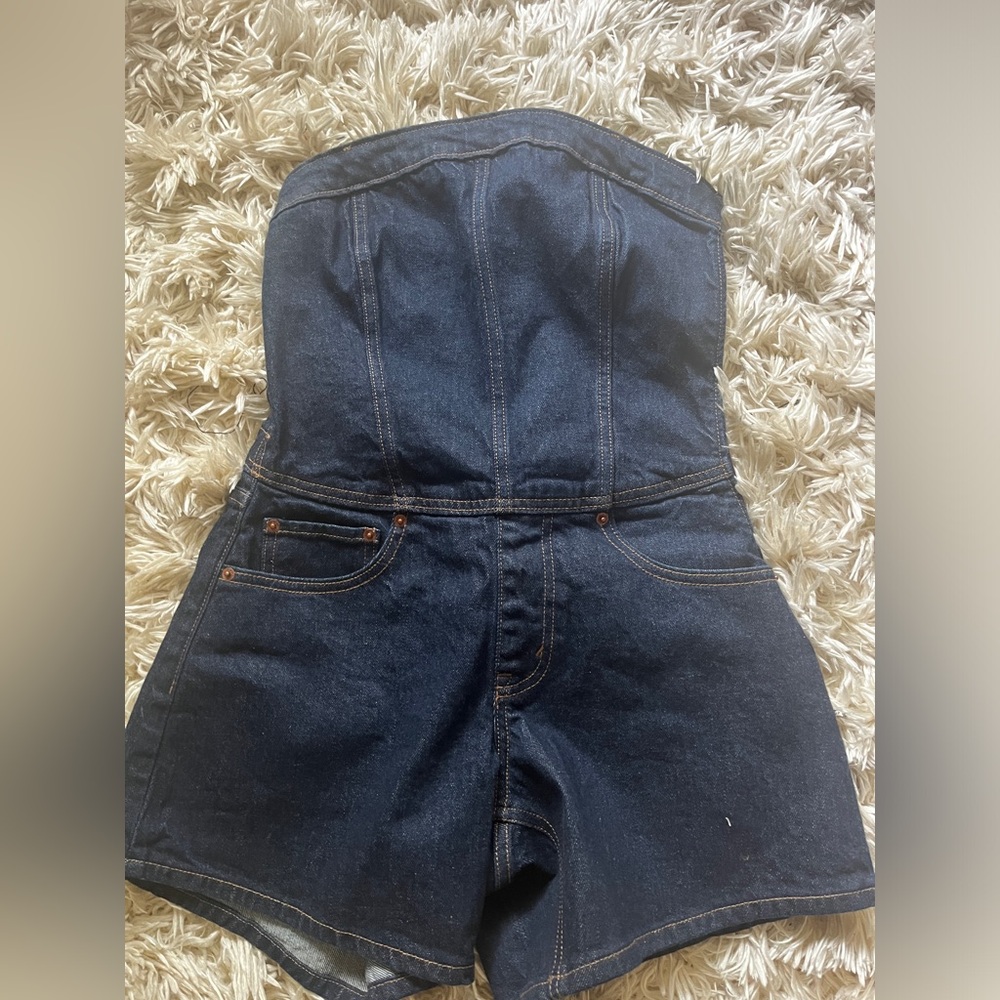 Abercrombie and Fitch Denim Strapless Romper